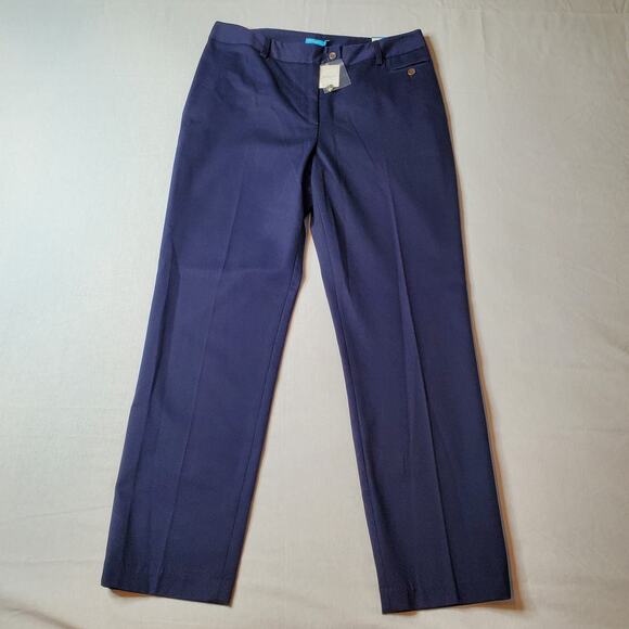 J McLaughlin Womens Size 10 NWT Mame Pant Birdseye Pique Cotton Blue - Picture 2 of 10